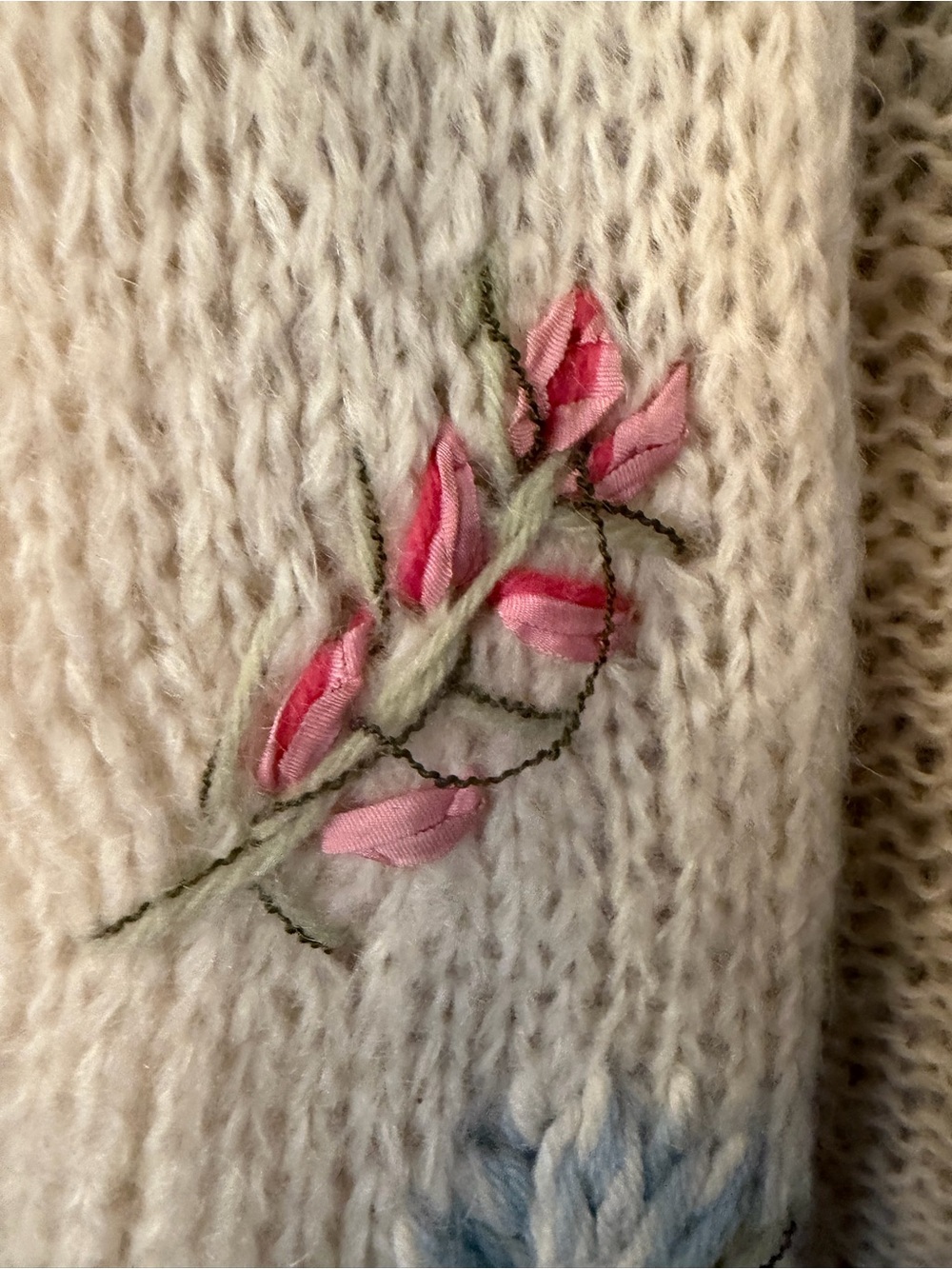 Blairmoor Original mohair wool floral Embroidered Open Cardigan Sweater -vintage - Picture 4 of 10